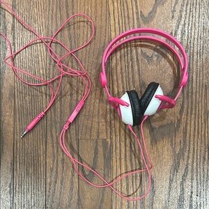 Vibrant Pink and White On-Ear Headphones